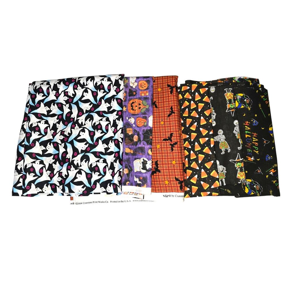 Halloween Fabric Lot Six Designs 1-3 Yards Each Cranston Print Works